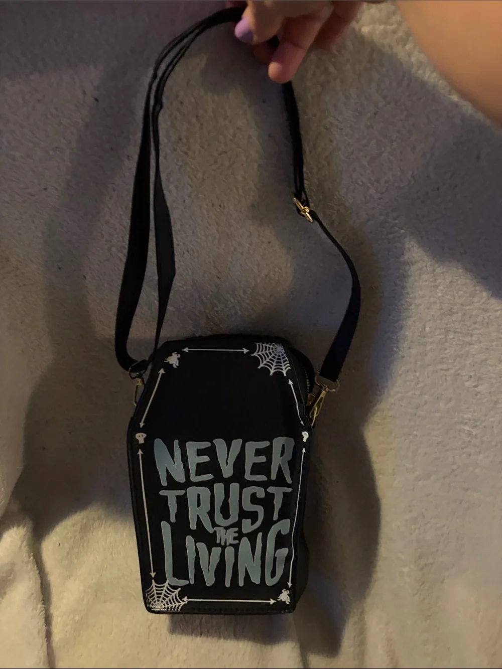 Never Trust The Living Coffin Wristlet Bag - Black